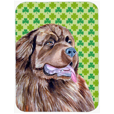 Caroline's Treasures Shamrock Lucky Irish Newfoundland St. Patrick's Day Portrait Glass Cutting Board