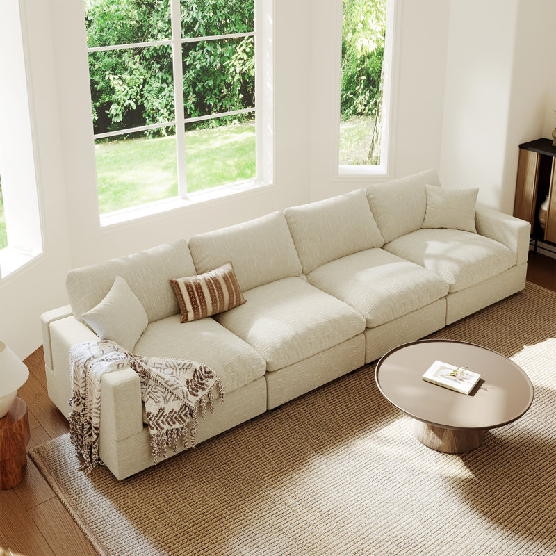 Canapé rembourré, canapé modulaire modulaire Cloud Couch pour salon, chambre à coucher, H 24,8 po x l 123,8 po x P 28,3 po, 4