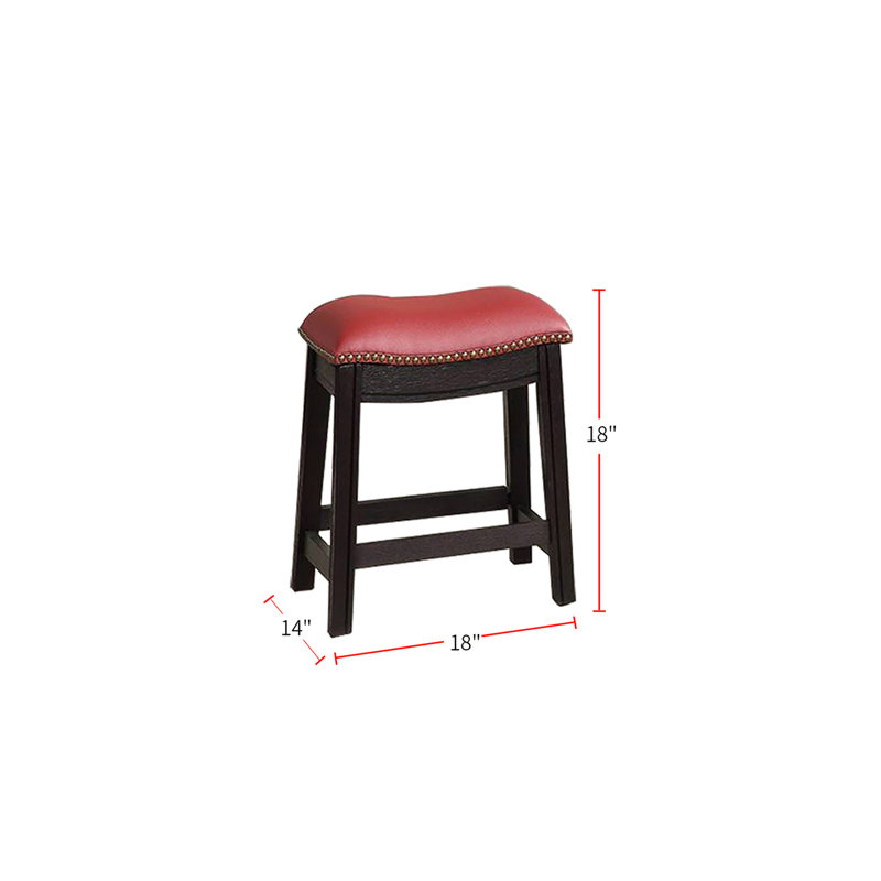 Ensemble de tabourets rembourrés en polyuréthane, Bourgogne, Petit tabouret (siège d'une hauteur de 18 po), Rouge