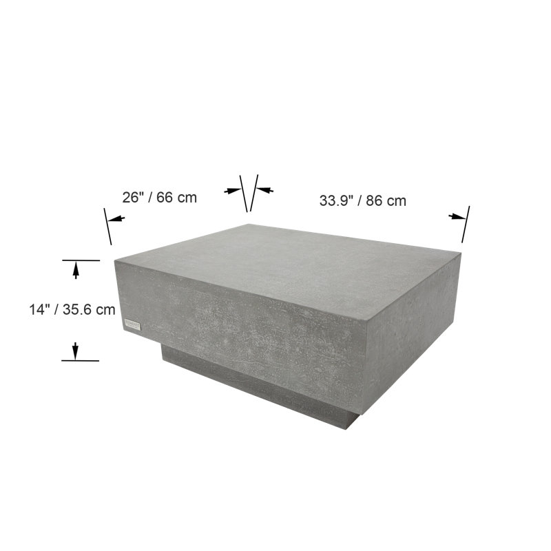 TEVERE Rectangular Concrete Coffee Table 86 x 66 x 35.6 cm, Grey/Brown/Blue