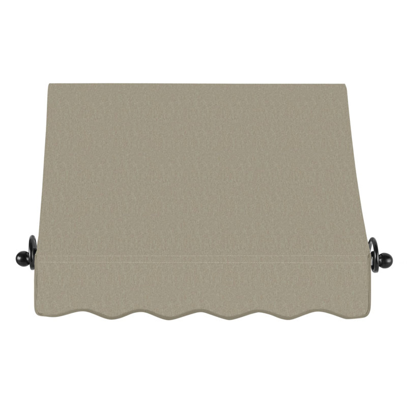 Awntech Charleston Acrylic Fabric Awning with Iron Scroll Arms, Burlap Sack, 36" H x 76.5" W x 36" D