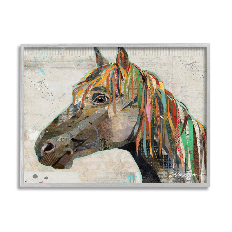 «Farm Horse Animal Portrait», H 11 po x l 14 po x P 1,5 po, Estampe numérique Farmhouse