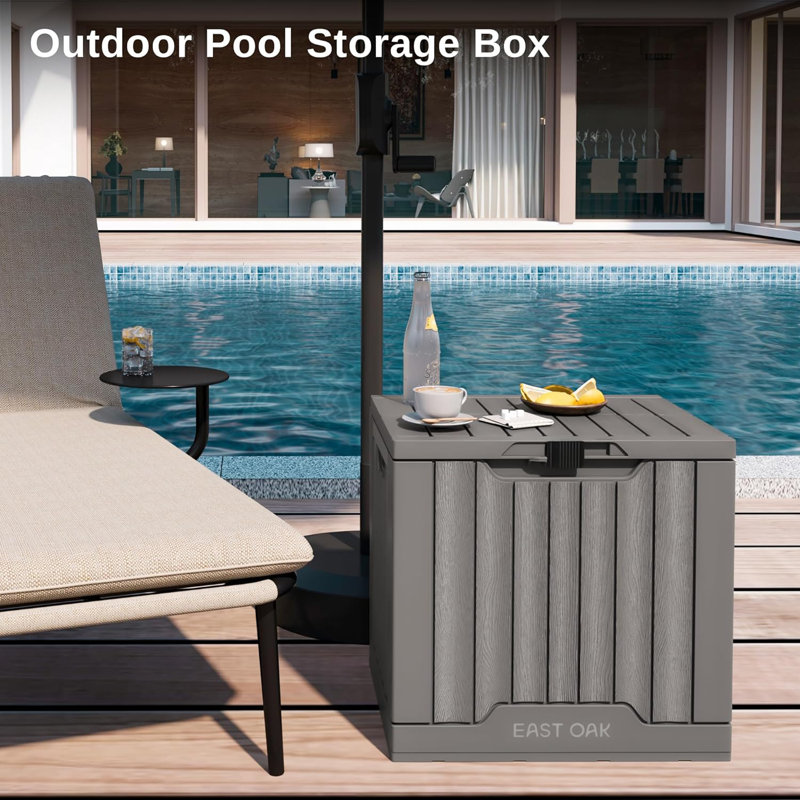 Kazoo 22.8'' W 31 Gallons Water Resistant Resin Lockable Deck Box in Deep Gray