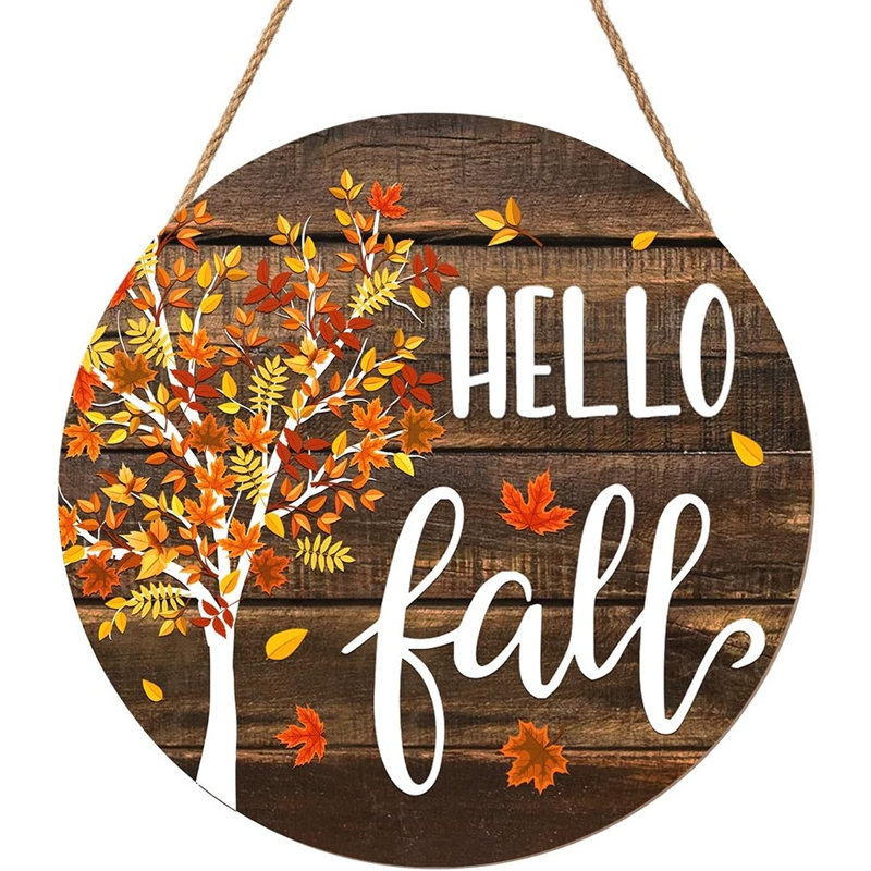 Panneau de porte en bois Hello Fall