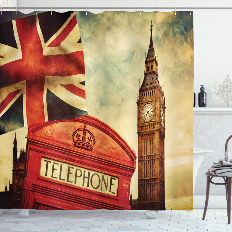 Ensemble de rideau de douche de londres + crochets, H 70 po x l 69 po