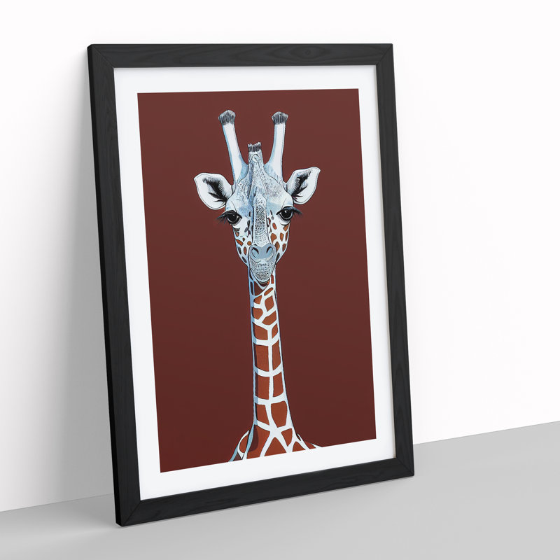 Unique Giraffe - Single Picture Frame Print, Black Framed, 64cm H x 46cm W x 2cm D
