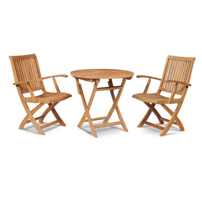 Valencia 3-piece Round Teak Oudoor Bistro Set