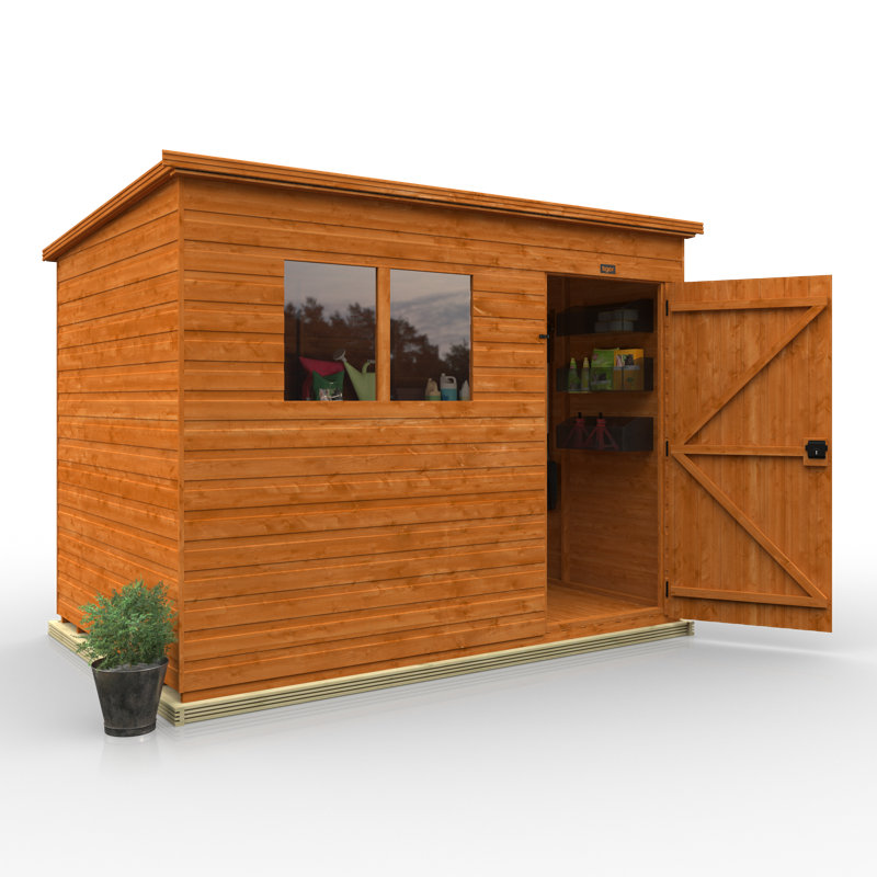 Solid Wood Shiplap Pent Garden Shed, 8.6ft. W. x 6ft. D
