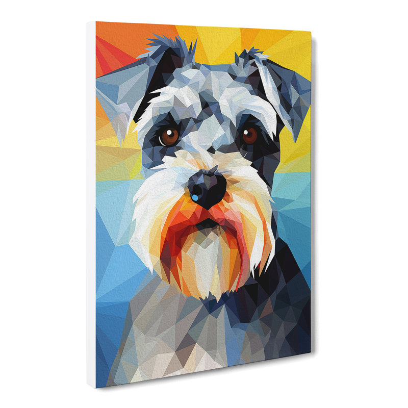 Schnauzer Geometric - Wrapped Canvas, 76cm H x 50cm W x 3cm D