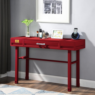 Bedroom Red Desk 1 Drawer - Industrial Edge Accentuation Vanity Inspired Aesthetics