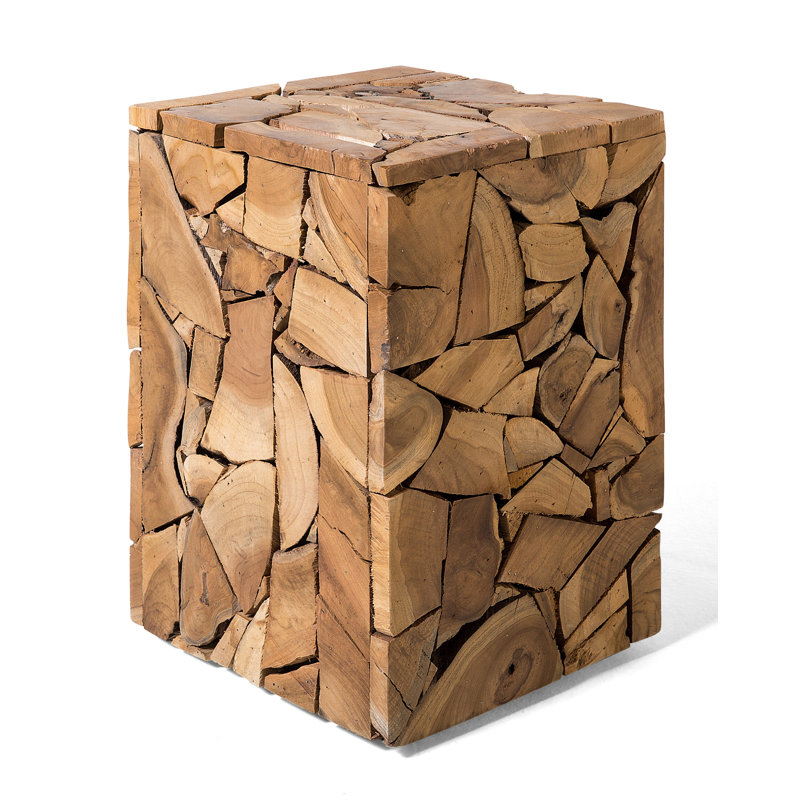 Solid Wood Block End Table