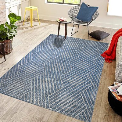 Contemporary Geometric High-Low Performance Indoor/Outdoor Area Rug