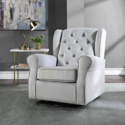 Zeger Gray Fabric Glider Chair With Swivel