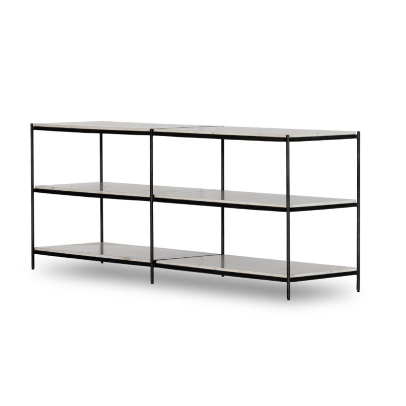 Felix Large Console Table - Antique Brass, White/Polished White Marble