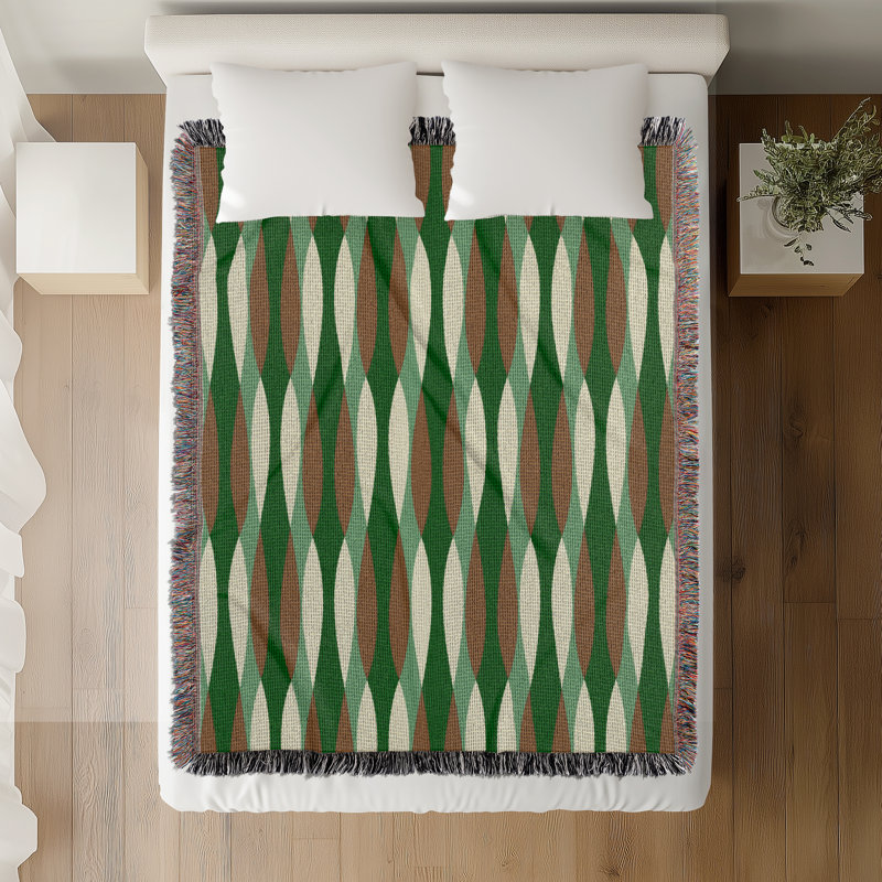 Jeté en mélange de coton Jordyn, L 60 po x l 50 po, Vert