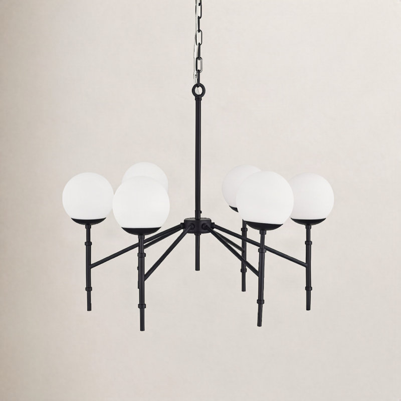 Cleary 6 - Light Dimmable Globe Chandelier, Matte Black