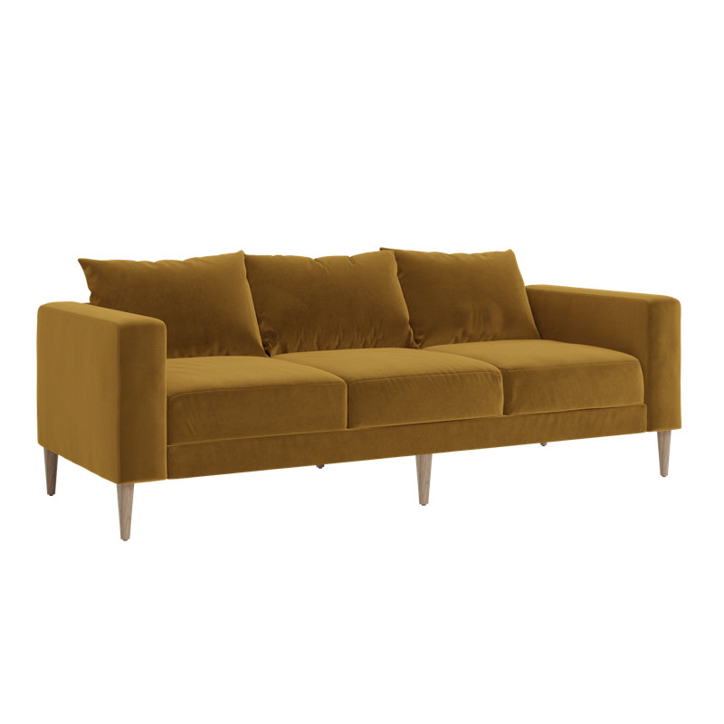 Essential Sofa, Mustard Recycled Velvet, Natural