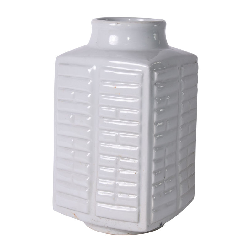 Handmade Table Vase, 14" H x 6.5" W x 6.5" D, White