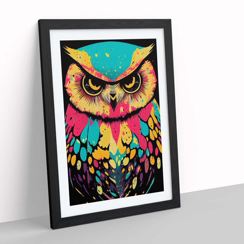 Owl Paint Splash No.3 Abstract - Framed Print, Black, 64cm H x 46cm W x 2cm D