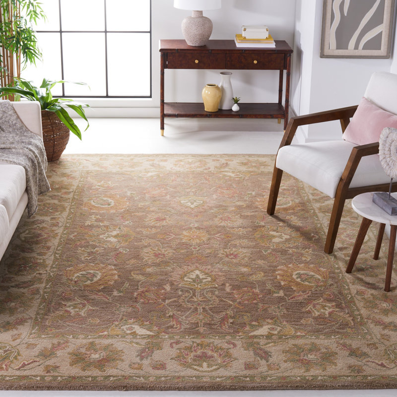 Tapis brun / ivoire en laine touffeté à la main Cranmore, Rectangle 7 pi 6 po x 9 pi 6 po