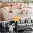 128" Sectional U-Shaped Modular Couch Sofa Includes Dog Stairs，Boneless Sofa with 2 Throw Pillows-1202781341