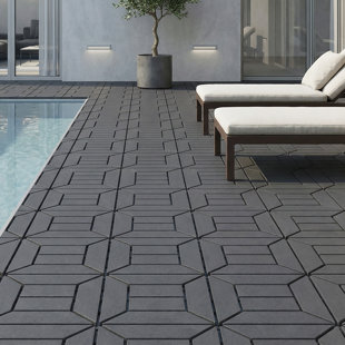 12'' L x 12'' W  Geometric Texture Plastic Interlocking Deck Tile(Set of 44) (Set of 44)