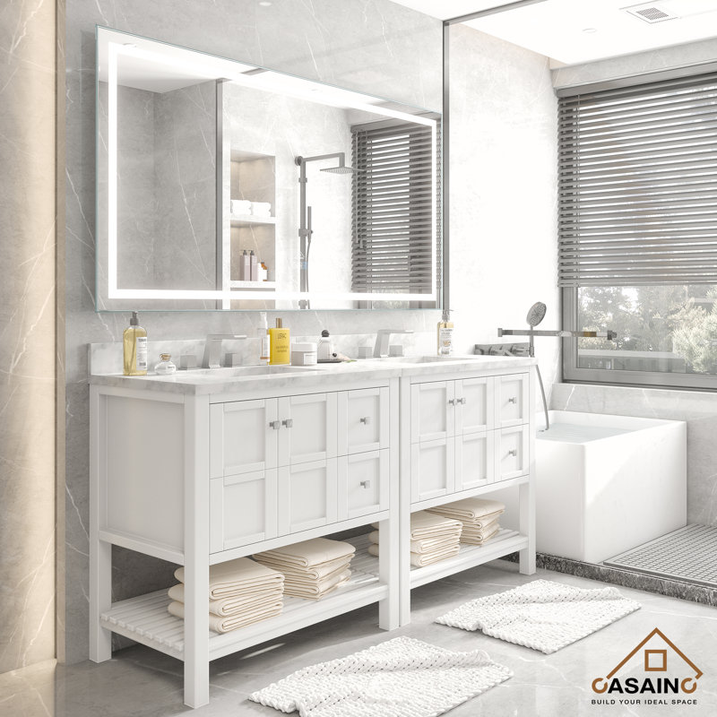 Ensemble de meuble-lavabo double 36 "avec miroir, Blanc