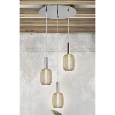 Mendota 3 - Light Chrome/Gold LED Pendant