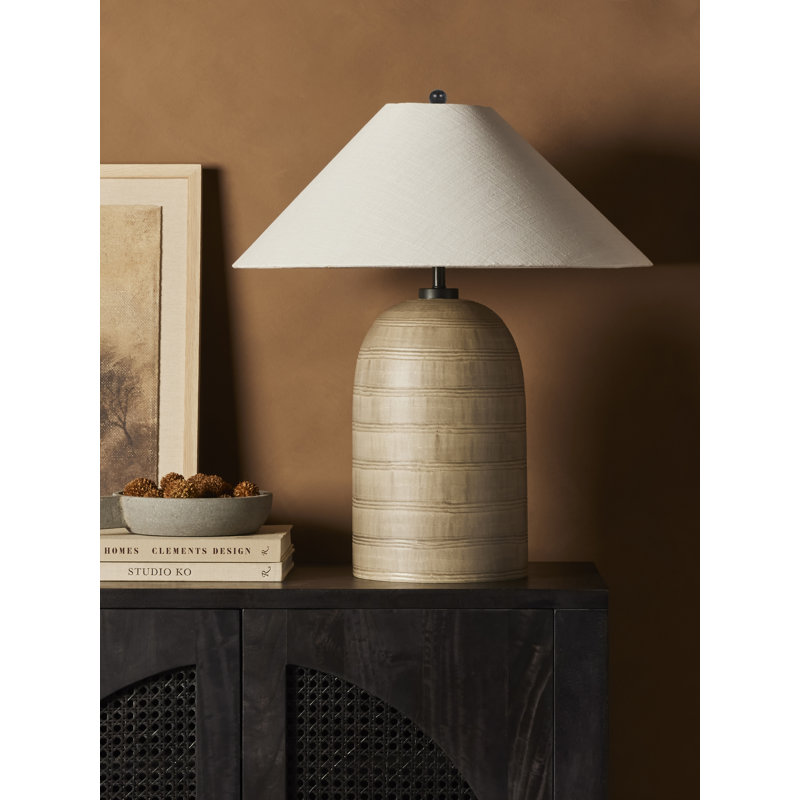 Brynner Table Lamp, Etched Amber Glass
