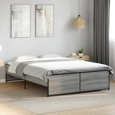 Vidaxl Bed Frame Engineered Wood And Metal