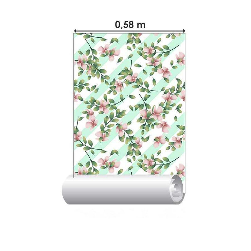 Rouleau de papier peint adhésif Clairevale, Vert, L 126 po x l 24 po