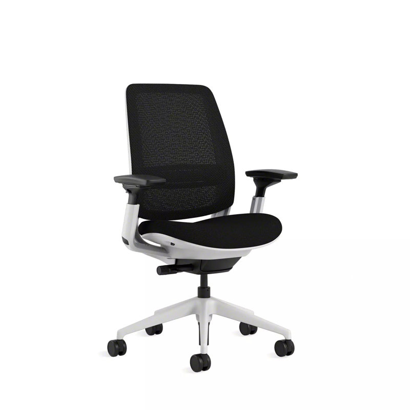 Steelcase Series 2 3D Microknit Airback Task Chair, Onyx/Licorice, Seagull, Hard Floor