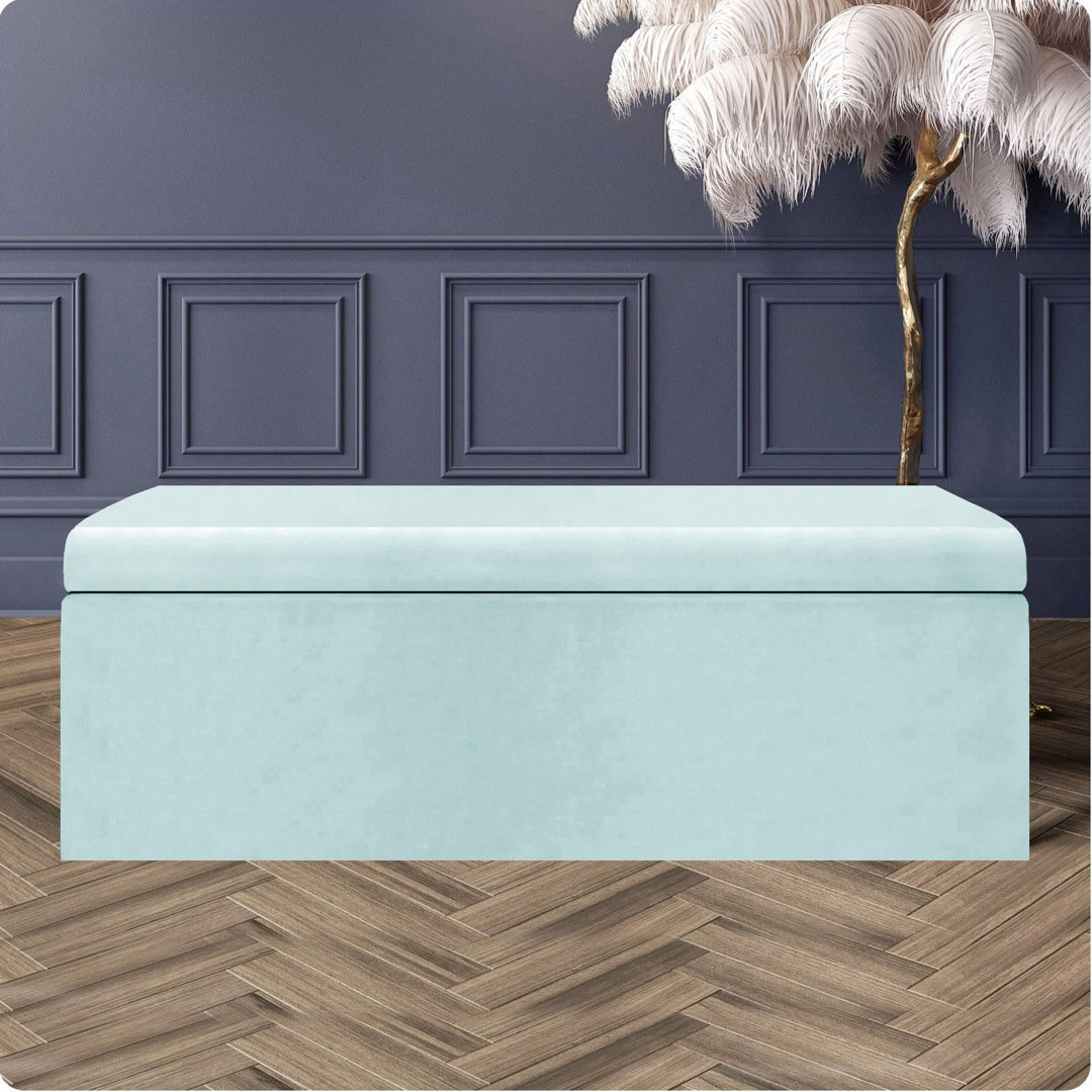 Safar Large Plush Velvet Ottoman Storage Box with Plain Lid Multi Functional Upholstered Blanket Box