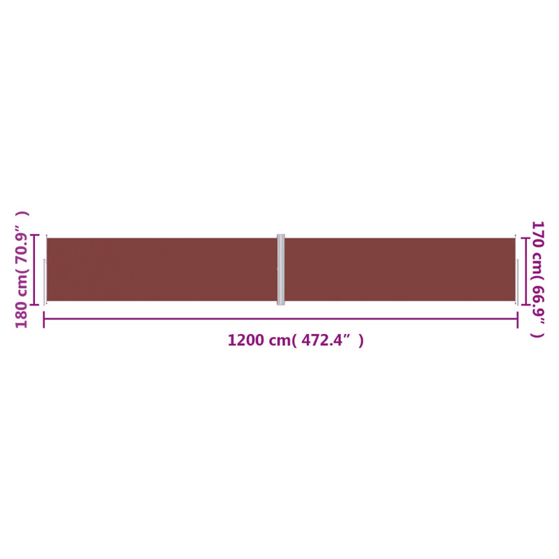 Dakota Fields 180cm W Fabric Cover Retractable Side Awning, Brown