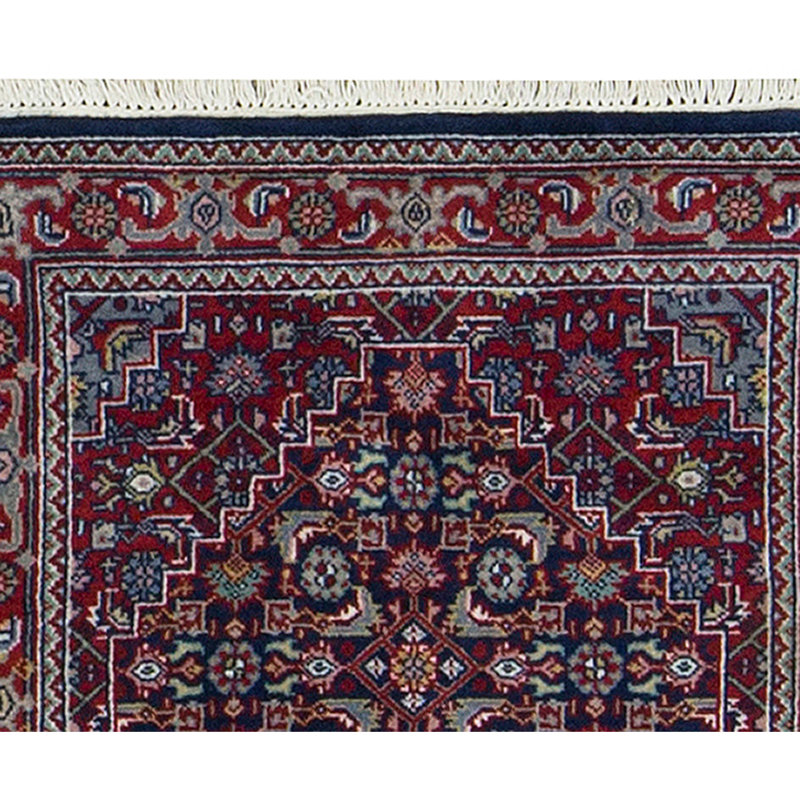 Hand-Knotted High-Quality Blue and Red Runner