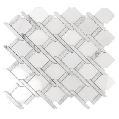 Carreau de mosaïque en marbre 11 po x 12,2 po Bianco Carrara