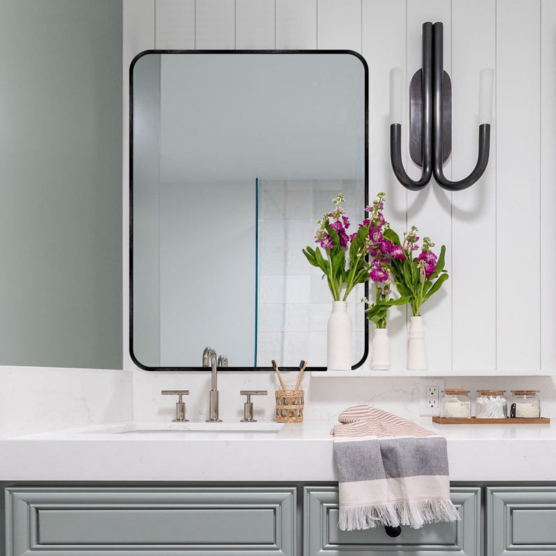 Miroir mural Viridiana, 40 po x 30 po, Noir brossé
