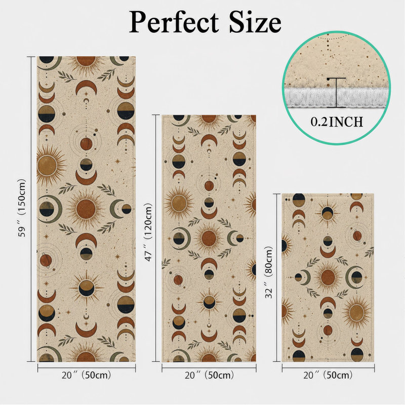 Tapis de cuisine lavables antidérapants à motif céleste