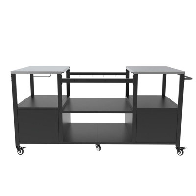 Outdoor Grill Table for Big Green Egg Style BBQ, Metal Grill Cart with Storage Box, Compatible with up to Large Green Egg, Kamado Joe Jr by Orren Ellis