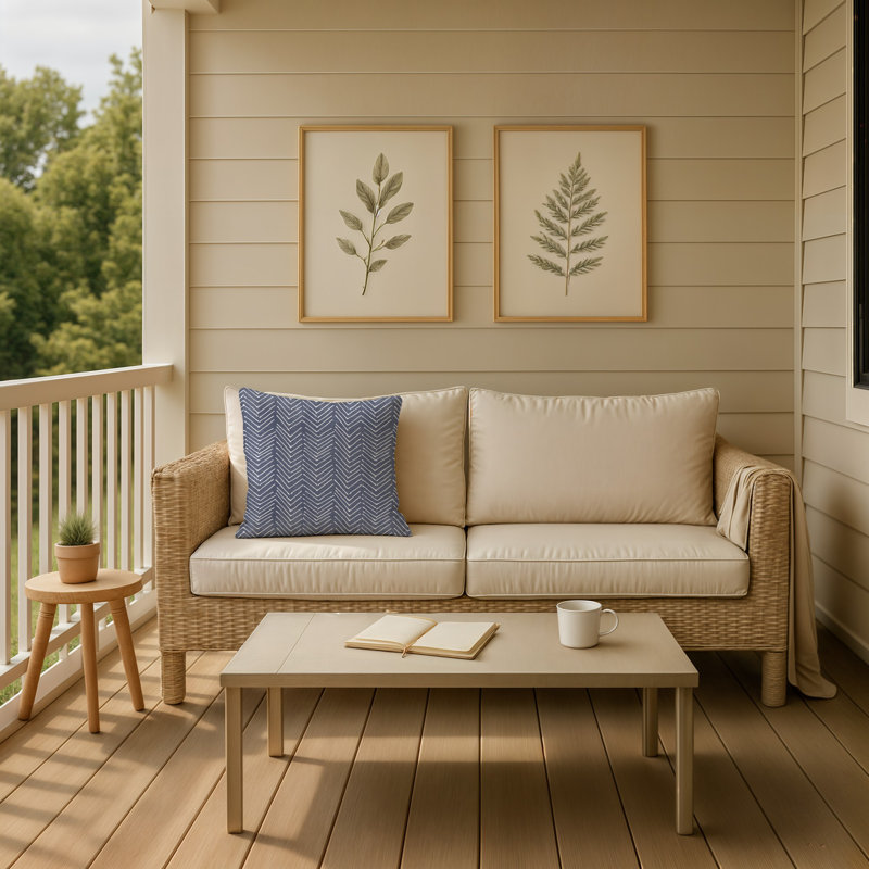 Chevron Outdoor Reversible Throw Pillow, 20" x 20", Blue