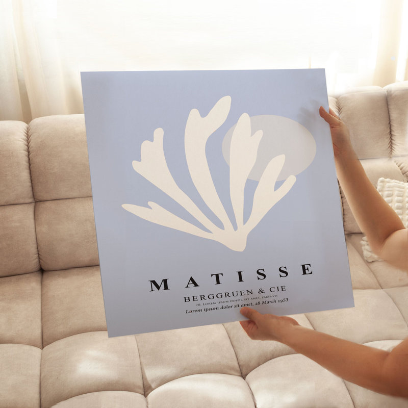 «Botanical Matisse Shell Soft Blue Bohemian», reproduction d'art sans cadre, H 24 po x l 24 po