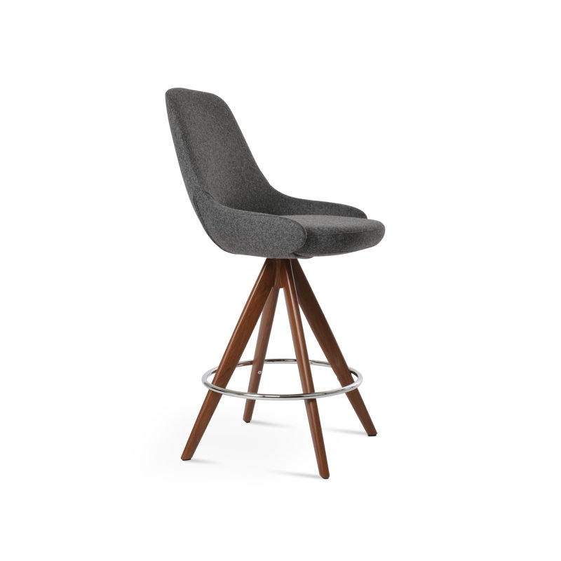 Tabouret de bar et de comptoir Gazel Pyramid, Tabouret de bar (siège d'une hauteur de 29,5 po), Gris foncé, Brun