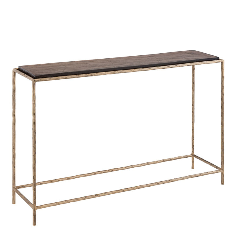 Console en verre recyclé avec support en fer, 29.5" H x 43.25" W x 11.5" D