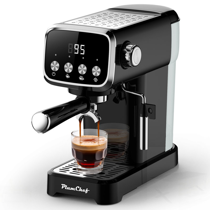 20BAR Slim Vertical Espresso Machine With Milk Frother, Built-In Cup Warmer, 43 OZ Detachable Tank For Rich Espresso, Americano, Latte, Compact Space-Saving Design, Screen Button
