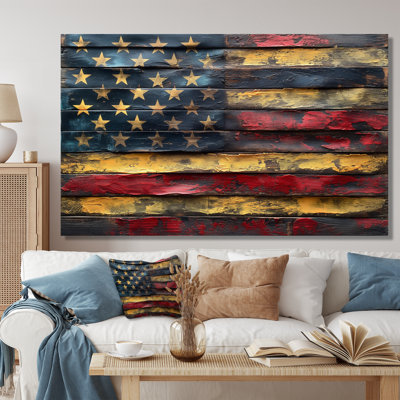 «Blue Red American Flag I», impression d'art mural