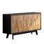 Armoire moderne en bois à 4 portes avec texture géométrique - Buffet de rangement spacieux et élégant