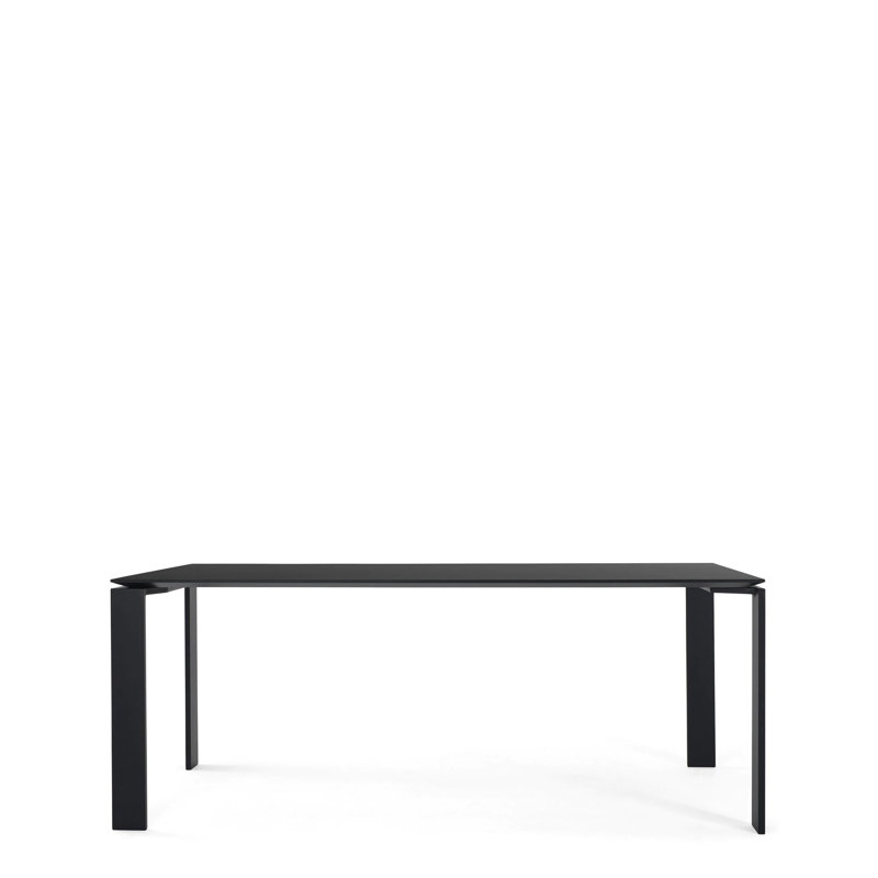 Four Metal Base Dining Table, Black, 28" H x 75" W x 35" D