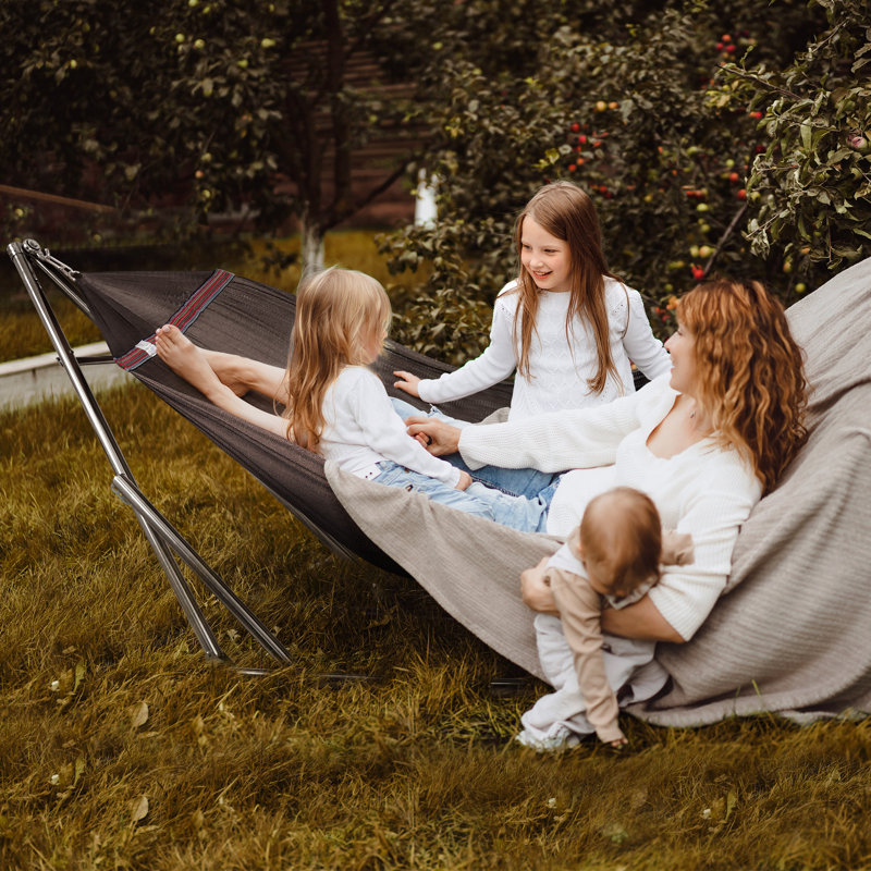 Support de hamac réglable, hamac de camping pliable et support, support de hamac double de luxe d'une capacité de 650 lb pour 2 personnes, assemblage facile, antidérapant et silencieux