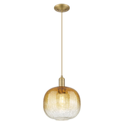 Downtown Urban - sphère Brookhaven - mini-luminaire suspendu à cordon de 10 po - finition nickel brossé satiné - abat-jour bleu saphir