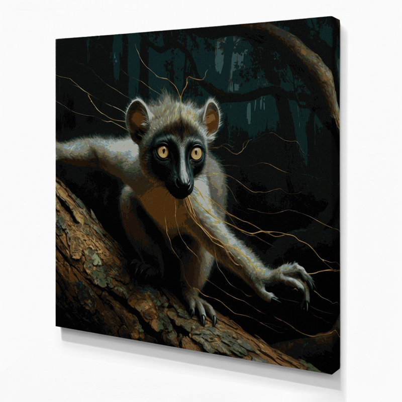 Wildlife Aye aye Gray Canvas Wall Art